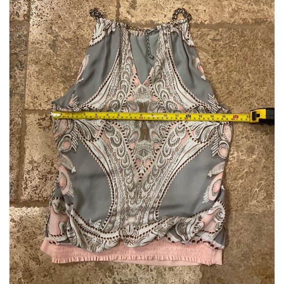 Cadies Womens Sleeveless Chain Halter Top With Paisley Print & Elastic Hem - Picture 4 of 5